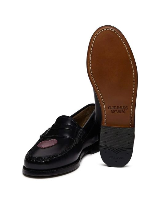 G.H.BASS Black Weejuns Love Penny Loafers