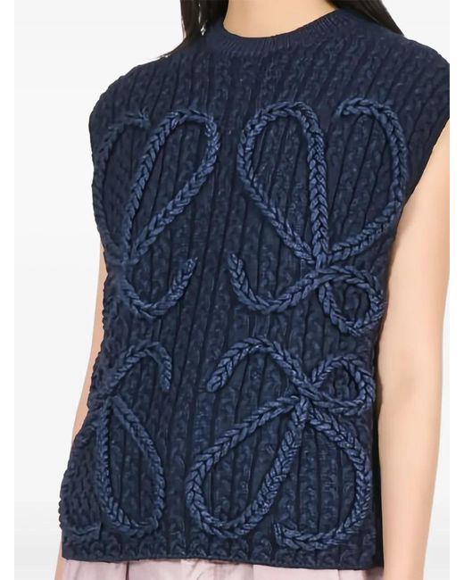 Loewe Blue Cable-Knit Vest