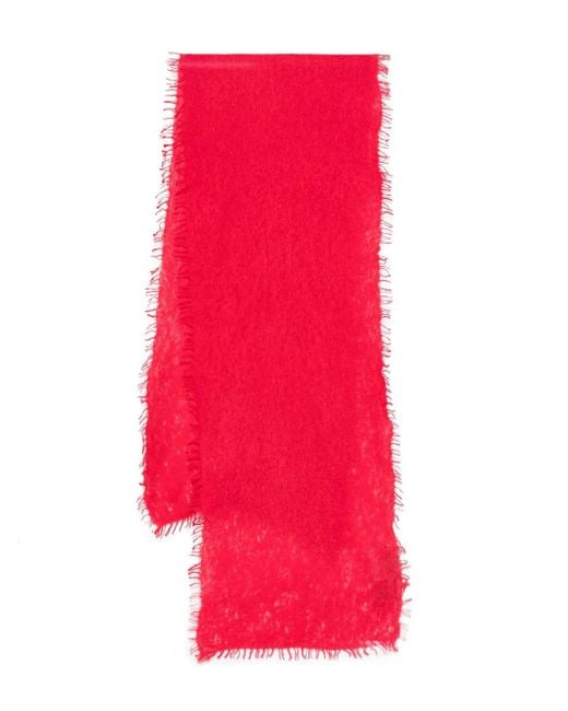 Mouleta Red Frayed-Edge Scarf