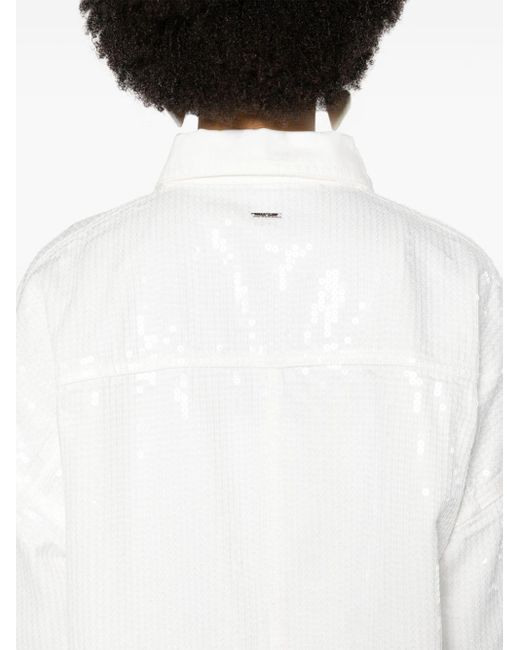 Liu Jo Sequin-embellished Denim Jacket White