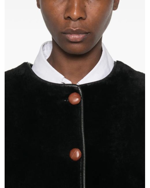 Blazé Milano Black Button-Up Shearling Jacket
