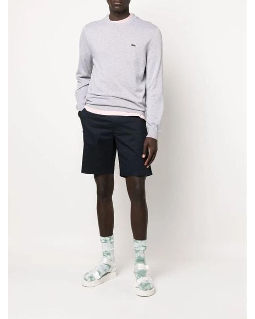 Lacoste Blue Logo-Patch Crew Neck Sweater for men