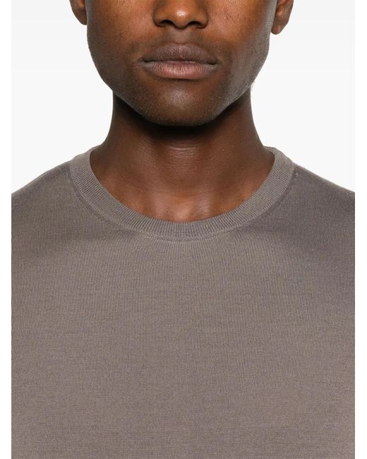 Drumohr Gray Merino-Wool Sweater for men