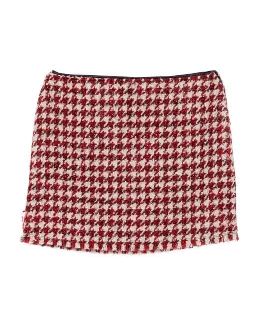 Liu Jo Houndstooth Straight Skirt Red