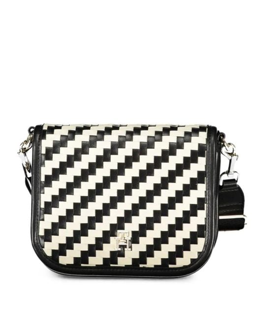 Tommy Hilfiger Black Julia Check-Pattern Cross Body Bag