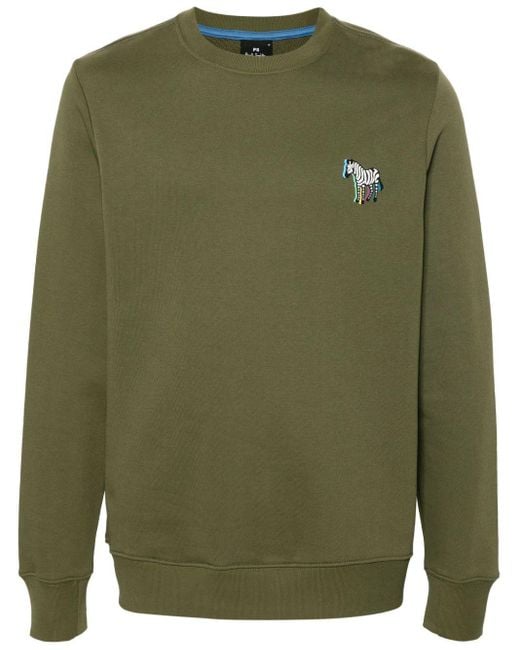 PS by Paul Smith Green Zebra-motif Organic Cotton Sweatshirt for men