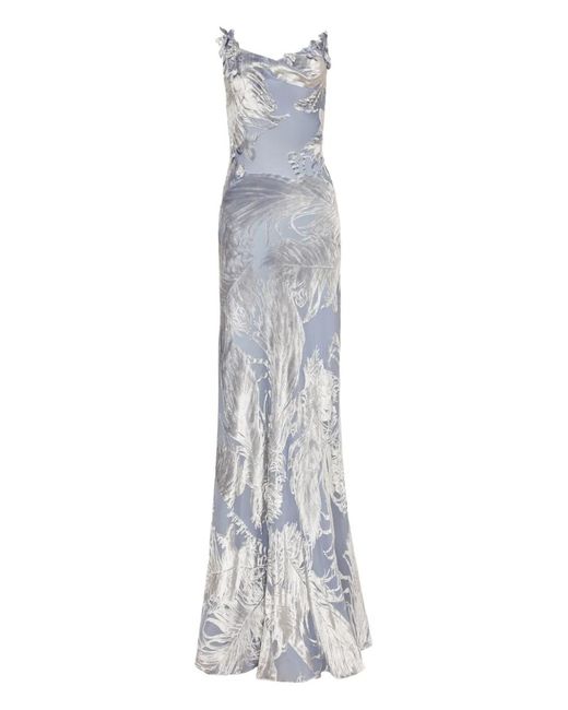 Oscar de la Renta White Devoré-Effect Velvet Gown
