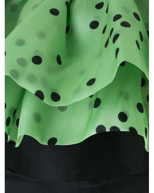 Bambah Green Double Ruffle Top