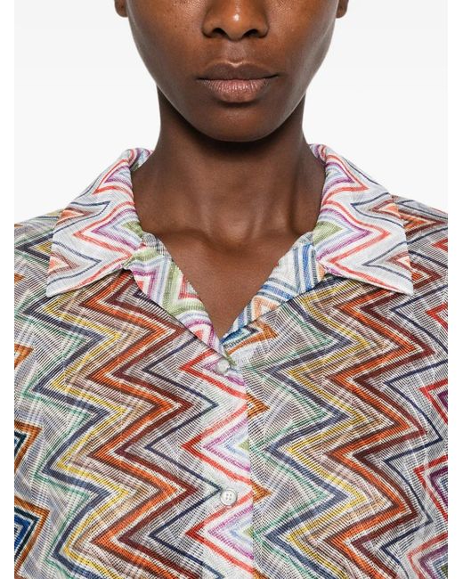 Missoni White Zigzag-Knit Shirt
