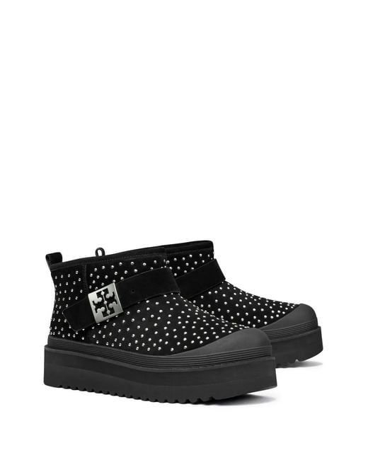 Tory Burch Black Mellow Suede Platform Ankle Boots