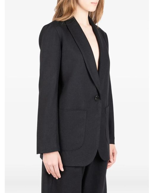 Societe Anonyme Black Single-Button Patch-Pocket Blazer