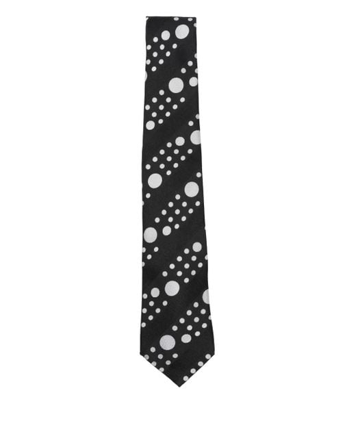 Yohji Yamamoto White Polka-Dot Silk Tie for men