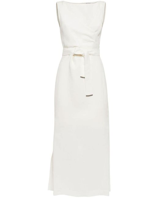 Brunello Cucinelli White Linen Long Dress