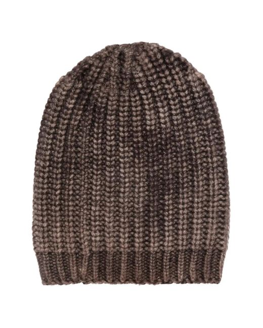 Avant Toi Brown Gerippte Beanie mit Metallic-Garn