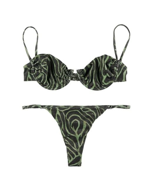 MATINEÉ Green Marina Zebra-Print Bikini