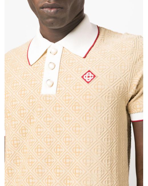 Casablancabrand Poloshirt aus Monogramm-Jacquard in Natural für Herren