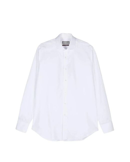 Canali White Spread-Collar Button-Up Shirt for men