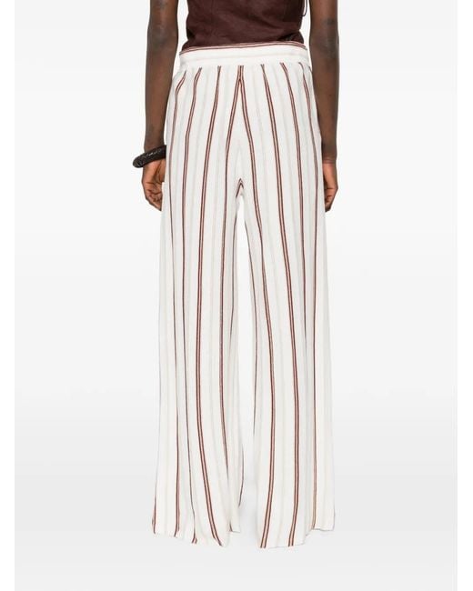Bompard White Striped Palazzo Pants