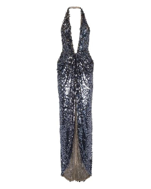 DSquared² Blue Maxi Sequin-Embellished Dress
