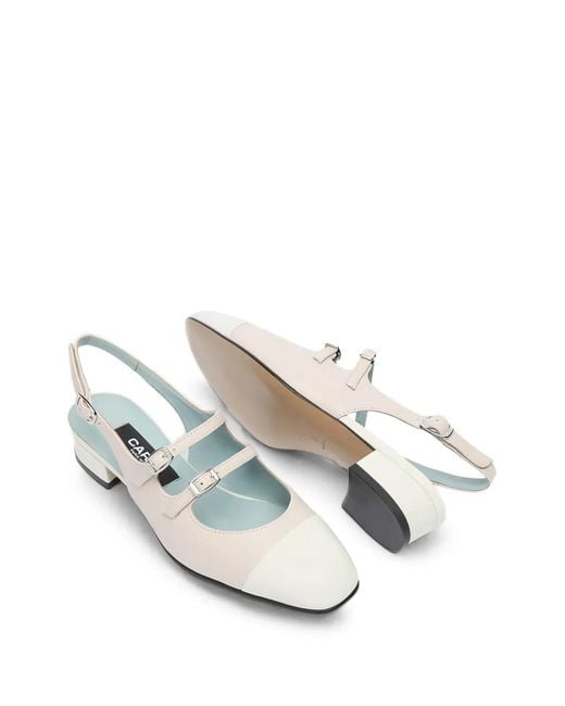 CAREL PARIS White Buckled Slingback Pumps