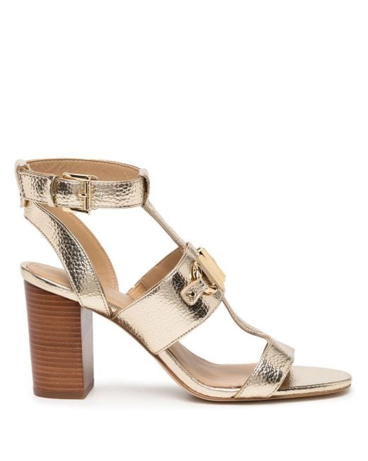 Michael Kors Izzy Tstrap Sandals in Metallic Lyst