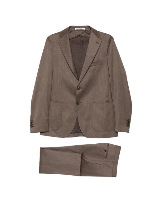 Tagliatore Brown Single-Breasted Notched-Lapel Suit for men