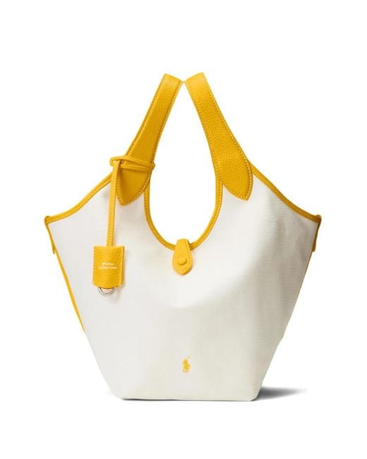 Polo Ralph Lauren レザートリム ハンドバッグ Metallic