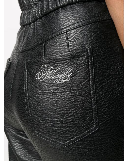 Philosophy Di Lorenzo Serafini Black Faux-Leather Slim Trousers