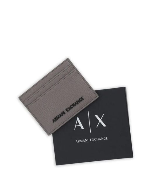 ARMANI EXCHANGE Gray Logo-Plaque Cardholder for men