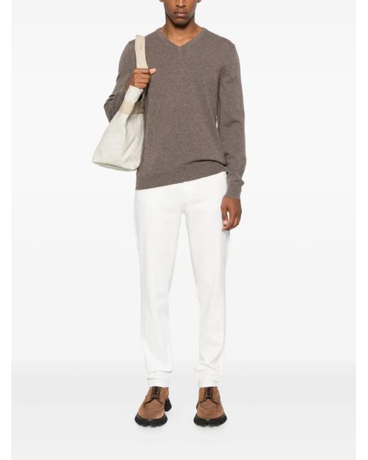 Fedeli Brown V-Neck Sweater for men