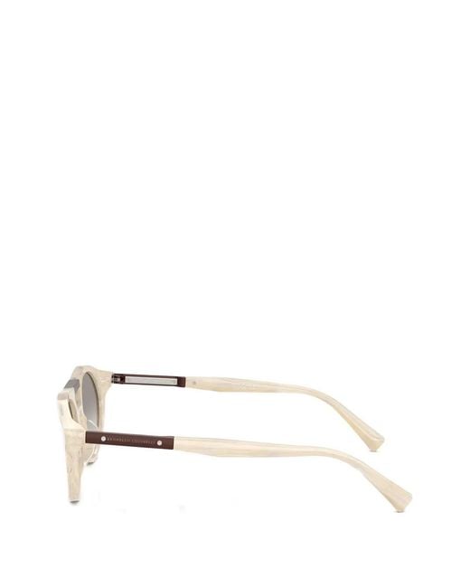 Brunello Cucinelli White Round-Frame Sunglasses