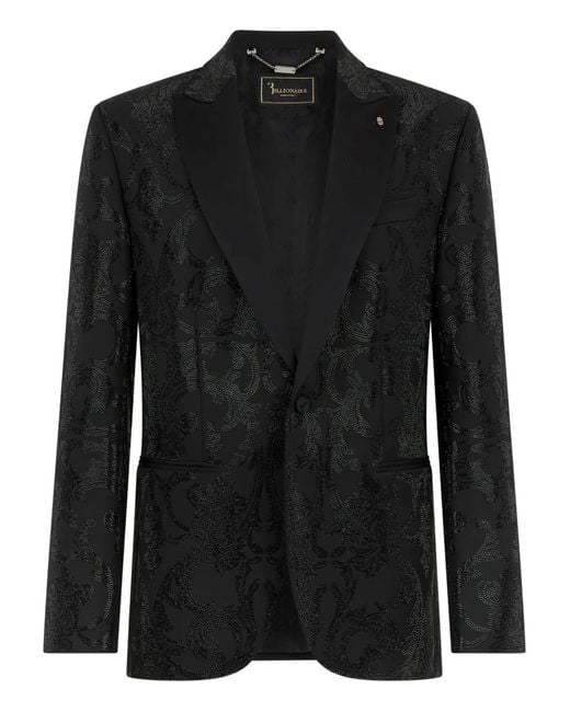 Billionaire Black Brocade Strass Blazer for men
