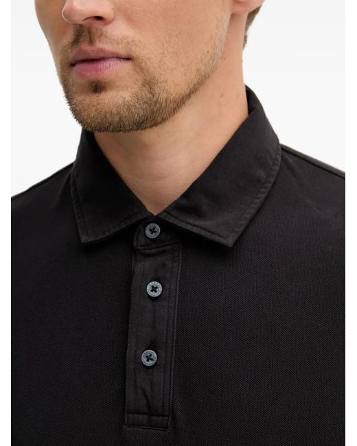 ARMANI EXCHANGE Black Logo-Embroidered Piqué Polo Shirt for men