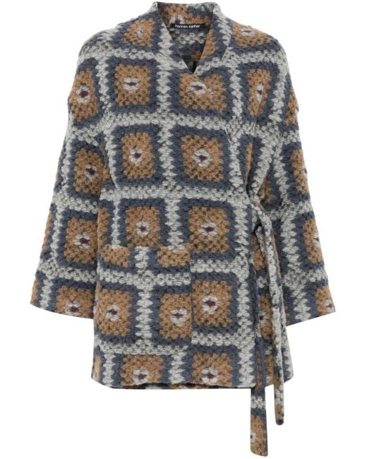 Hannes Roether Gray Geometric-Pattern Jacket