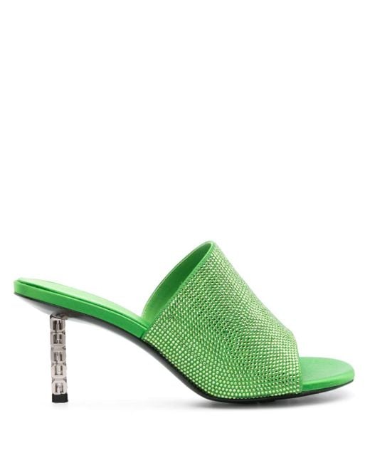 Mules con strass G Cube 70mm di Givenchy in Green