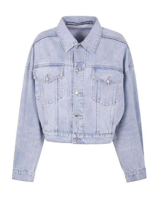 Alexander Wang Blue Boxy Fit Denim Trucker Jacket