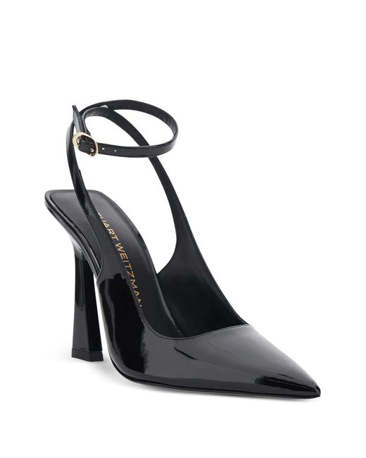 Stuart Weitzman Black Strap Pump Vinnie 100 Leather