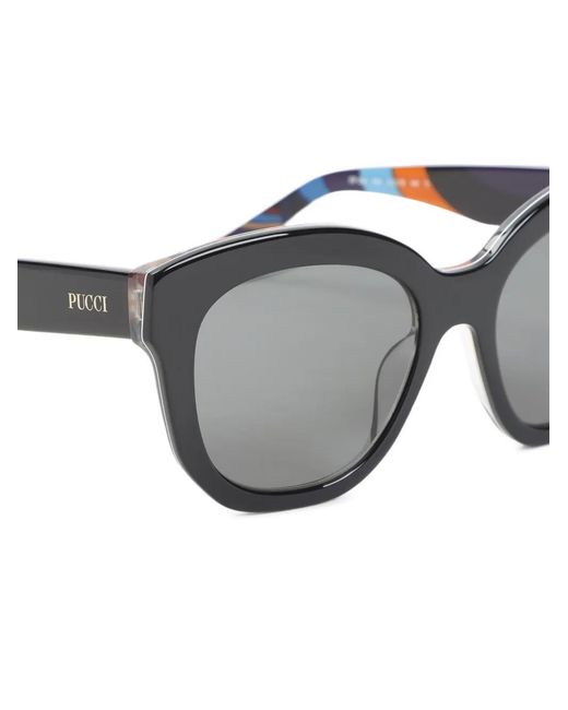 Emilio Pucci Gray Geometric-Frame Sunglasses