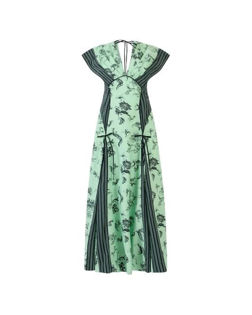 Rosie Assoulin Green Floral Midi Dress