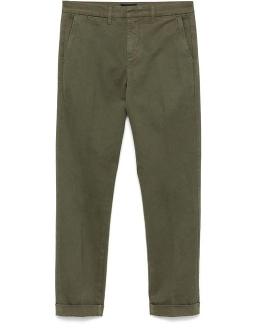 Fay Green Slim-Fit Gabardine Trousers for men