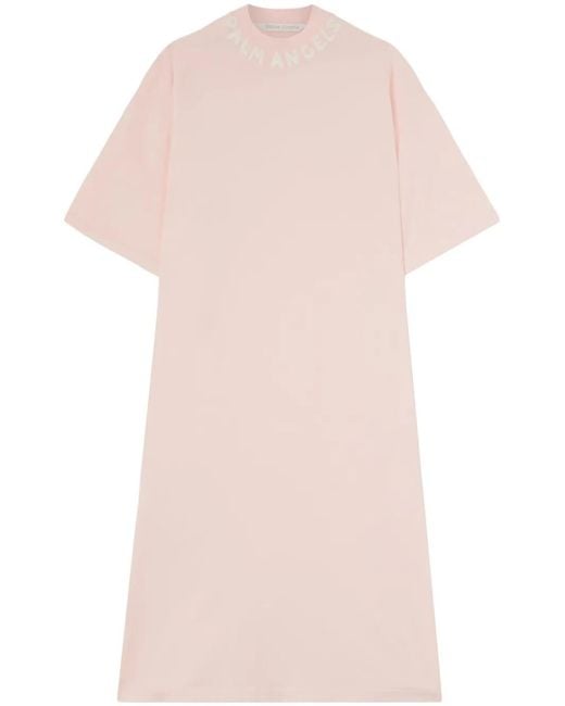 Palm Angels Pink Classic Logo Cotton Dress