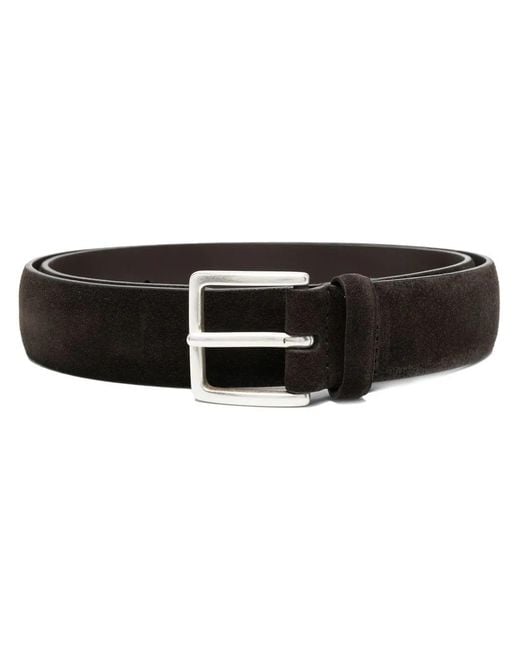 Orciani Black Square-Buckle Suede Belt for men