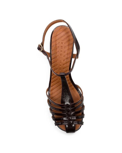 Chie Mihara Brown T-Bar Caged Sandals