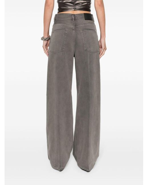 Acne Gray High-rise Wide-leg Jeans