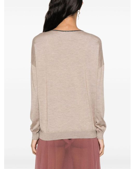 Brunello Cucinelli Natural Beaded Sweater