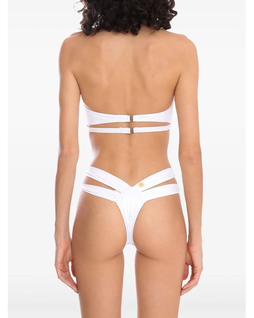Amir Slama White X Jade Picon Ring-Detail Bikini Set