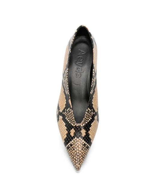 Aeyde Natural Clara Snake-Effect Pointed-Toe Pumps