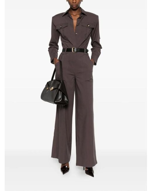 Self-Portrait Brown Belted Pocket Jumpsuit