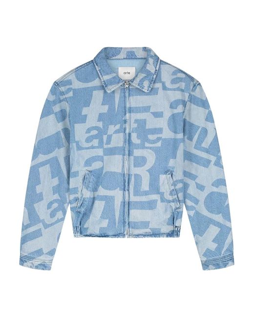 Arte' Blue Zip-Fastening Patterned Jacket for men