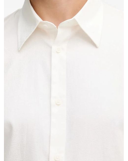 ARMANI EXCHANGE White Logo-Patterned Long-Sleeve Shirt for men
